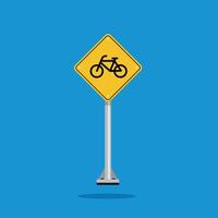 road sign icon, warning for bikes and cyclists on yellow rhombus board. suitable for poster use and web icon vector