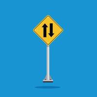 road sign icon, Two way traffic straight on yellow rhombus board. suitable for poster use and web icon vector