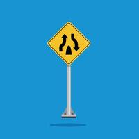 road sign icon, warning for the end of a divided road on yellow rhombus. board.suitable for poster use and web icon vector