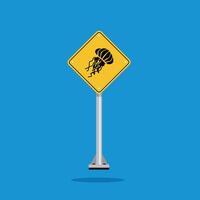 road sign icon, jellyfish crossing on yellow rhombus. board.suitable for poster use and web icon vector
