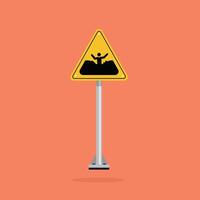 quicksand or mud warning sign symbol, sign inside yellow triangle board. suitable for poster and web icon use vector