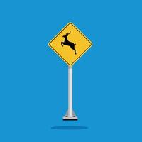 road sign icon, deer crossing on yellow rhombus. board.suitable for poster use and web icon vector