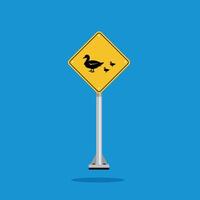 road sign icon, duck crossing on yellow rhombus. board.suitable for poster use and web icon vector