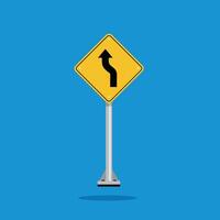 road sign icon, double curve ahead road on yellow rhombus. board.suitable for poster use and web icon vector