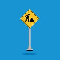 road sign icon, roadworks ahead warning on yellow rhombus. board.suitable for poster use and web icon vector