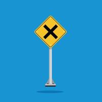 road sign icon, Danger Junction road on yellow rhombus board. suitable for poster use and web icon vector