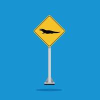 road sign icon, crocodile crossing on yellow rhombus. board.suitable for poster use and web icon vector