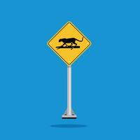 road sign icon, leopard crossing on yellow rhombus. board.suitable for poster use and web icon vector