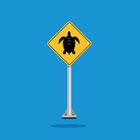 road sign icon, turtle crossing on yellow rhombus. board.suitable for poster use and web icon vector