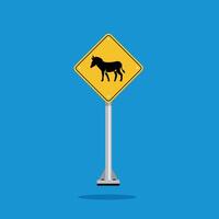 road sign icon, donkey crossing on yellow rhombus. board.suitable for poster use and web icon vector