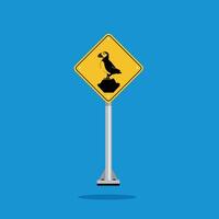 road sign icon, puffin crossing on yellow rhombus. board.suitable for poster use and web icon vector