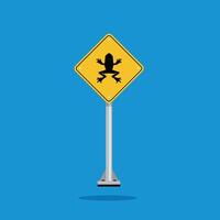 road sign icon, frog crossing on yellow rhombus. board.suitable for poster use and web icon vector