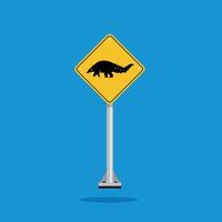 road sign icon, pangolin crossing on yellow rhombus. board.suitable for poster use and web icon vector