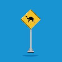 road sign icon, camel crossing road on yellow rhombus. board.suitable for poster use and web icon vector