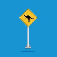 road sign icon, kangaroo crossing road on yellow rhombus. board.suitable for poster use and web icon vector