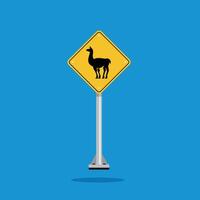 road sign icon, llama crossing on yellow rhombus. board.suitable for poster use and web icon vector