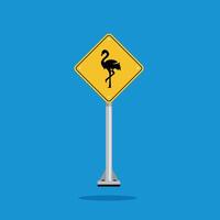 road sign icon, flamingo crossing on yellow rhombus. board.suitable for poster use and web icon vector