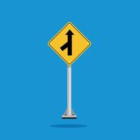 road sign icon, warning for a side road merging road on yellow rhombus. board.suitable for poster use and web icon vector