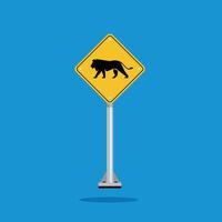 road sign icon, lion crossing on yellow rhombus. board.suitable for poster use and web icon vector
