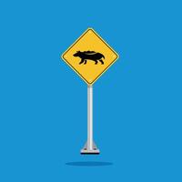 road sign icon, badger crossing on yellow rhombus. board.suitable for poster use and web icon vector