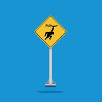 road sign icon, gibbon crossing on yellow rhombus. board.suitable for poster use and web icon vector