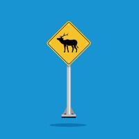 road sign icon, elk crossing on yellow rhombus. board.suitable for poster use and web icon vector