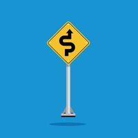 road sign icon, warning for curves on yellow rhombus board. suitable for poster use and web icon vector