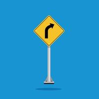 road sign icon, road ahead curves side on yellow rhombus board. suitable for poster use and web icon vector