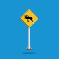 road sign icon, moose crossing on yellow rhombus. board.suitable for poster use and web icon vector