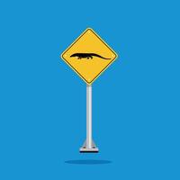 road sign icon, komodo crossing on yellow rhombus. board.suitable for poster use and web icon vector