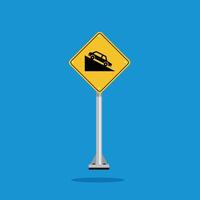 road sign icon, steep descent ahead on yellow rhombus board. suitable for poster use and web icon vector