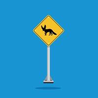 road sign icon, fennec, crossing on yellow rhombus. board.suitable for poster use and web icon vector