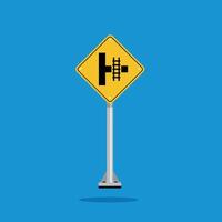 road sign icon, pararel rail road on yellow rhombus. board.suitable for poster use and web icon vector