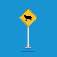 road sign icon, sheep crossing road on yellow rhombus. board.suitable for poster use and web icon vector