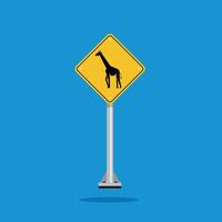 road sign icon, giraffe crossing on yellow rhombus. board.suitable for poster use and web icon vector