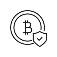 Bitcoin icon with a shield and a check mark vector