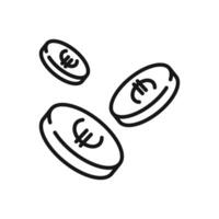 Money coins falling out of a stack of coins line icon illustration vector