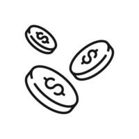 Money coins falling out of a stack of coins line icon illustration vector