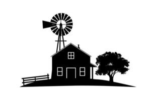 Old Farm Windmill Silhouette isolated on a white background vector