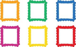 Colorful Rectangle Frames with Wiggly Borders Set, illustration on Pro vector