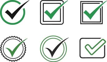 Checkmark icon set. Check flat tick icons. Pro vector