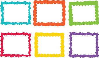 Color frames set. Squiggle, smooth waves border Empty form shapes Pro vector