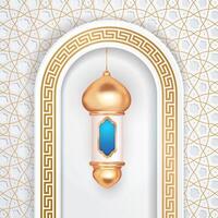 Ramadan kareem greeting card with islamic arabic pattern background vector