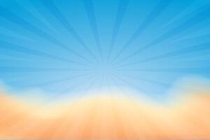 Sun rays and clouds in the sky vector