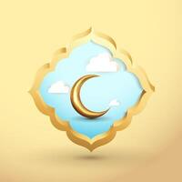 Islamic crescent and clouds on a gold background vector
