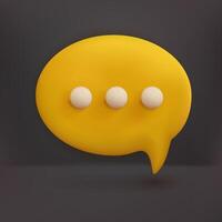 Yellow speech bubble with three dots on it vector