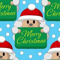Seamless pattern with Cute Sheep with Christmas congratulation vector