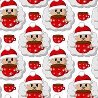Seamless pattern with Cute Christmas Sheep with cup vector