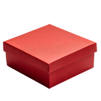 Red box , isolated on transparent background. Simple square-shaped gift box or packaging design in vibrant red color. Perfect for d png