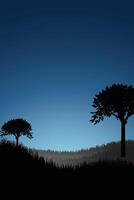 Twin Trees in Twilight Landscape vector